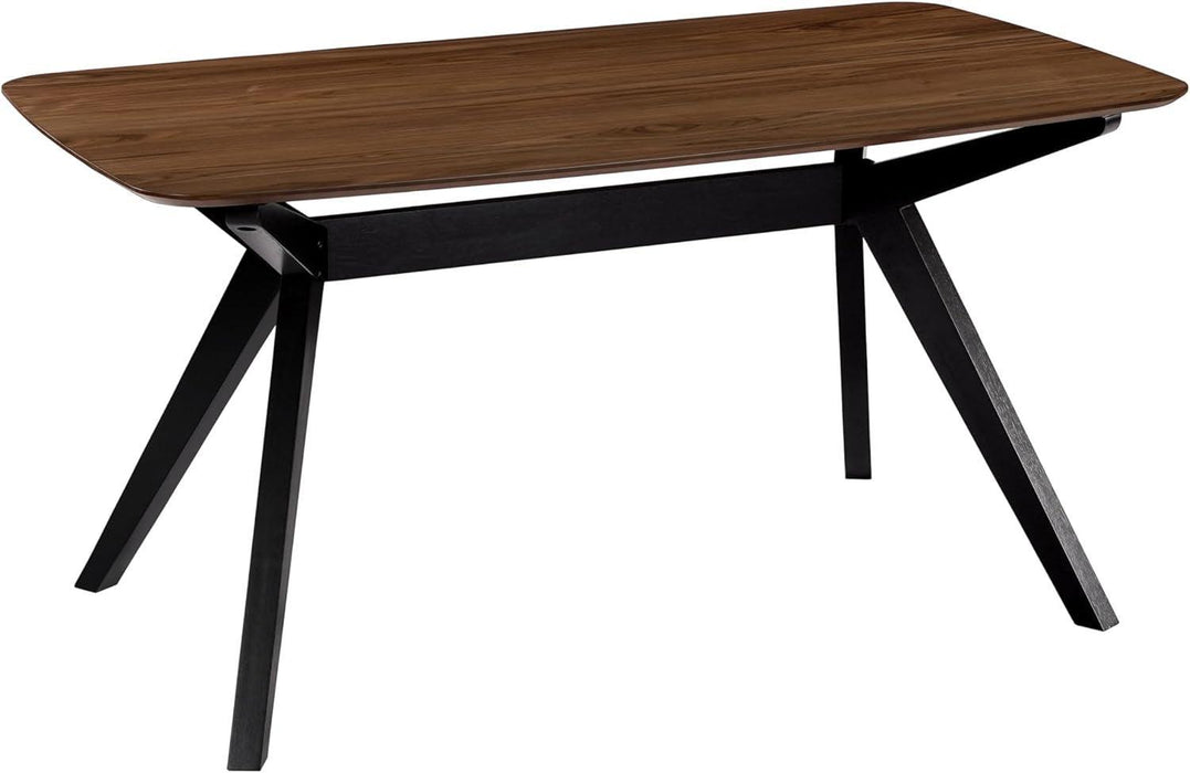 Arley Modern Wooden Dining Table, Solid Wood Rectangular Dining Room Table for 4 People, Sturdy and Space Saving Kitchen Table, Walnut Brown + Black