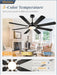 62 Inch Ceiling Fans with Lights, Black Modern Ceiling Fan with Remote,Large Farmhouse Indoor & Outdoor Ceiling Fan with 8 Dual Finish Blades, Quiet DC Motor, Bright LED Light