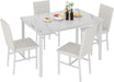Snow White MarblePatterned Dining Table Set FivePiece
