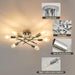 6-Lights Semi Flush Mount Ceiling Light Fixture Modern Chrome Matte Sputnik Chandelier Farmhouse Ceiling Lighting for Kitchen Bedroom Dining Room Living Room