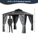 10 X 10 Feet Double-Top Hardtop Gazebo with Galvanized Steel Roof