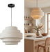 FiveTier Farmhouse Pendant Light Beige Linen Shade