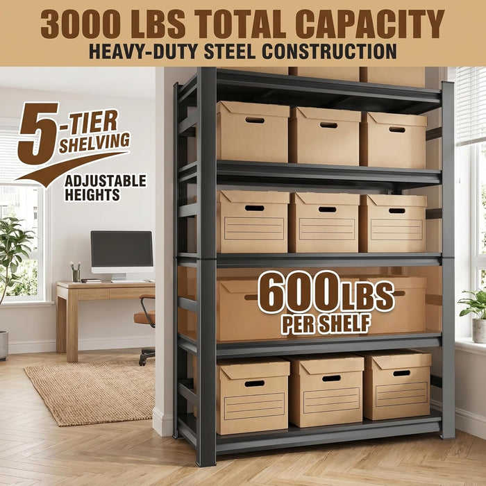 IndustrialGrade 5 Tier HeavyDuty Metal Bookshelf 72InchTall