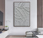 White Textured Wall Art, Hand Painted Canvas Abstract Wall Art Framed, 3D Minimalist White Leaf Plant Painting 24"X36"
