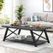 Coffee Table, Industrial Wood and Metal Center Table for Living Room, Rectangle Cocktail Tea Table with Storage Shelf, Rustic Grey, 47 Inch