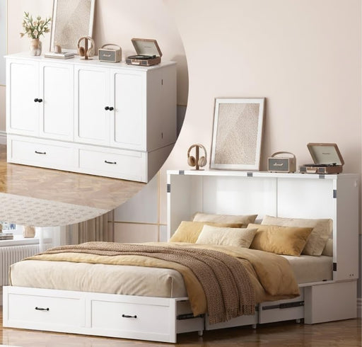 Queen Murphy Bed Cabinet With USB PortsAndCharging