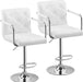 Adjustable Bar Stools Set of 2, Swivel PU Leather Counter Height Barstool with Back and Arms for Kitchen/Island, White