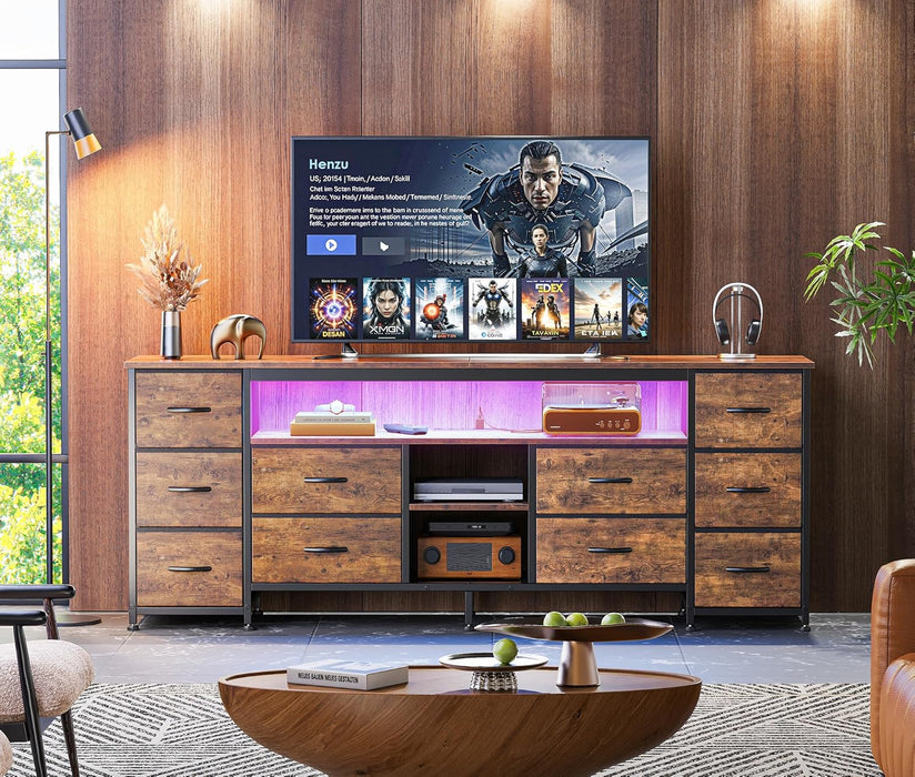 Rustic Brown SixtyThreeInch Multifunctional LED TV Stand