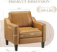 PU Leather Accent Chair, Mid-Century Modern Living Room Armchair Sofa with Removable Cushions, Solid Wood Frame & Stitched Armrest Design, Bedroom Chair with Plastic Legs, Brown