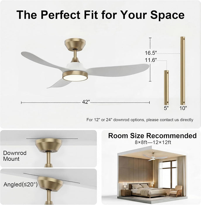 FortyTwoInches Contemporary Ceiling Fan With Dimmable LED