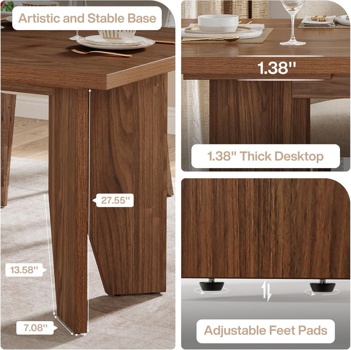 63-Inch Executive Desk, Mid-Century Modern Office Desk with Sturdy Legs, Large Wooden Computer Desk Business Workstation for Home Office, Brown
