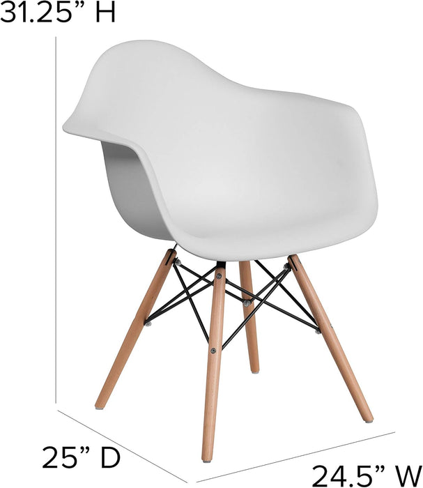 Alonza Series White Plastic Chair with Wooden Legs