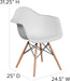 Alonza Series White Plastic Chair with Wooden Legs