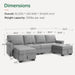 Modern Storage Sectional Sofa Couch U-Shaped with Storage Ottomans for Living Room Furniture Sets, Light Grey