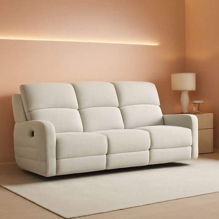 Manual Living Room Furniture Reclining Couch Set, Soft Fabric 3 Seat Sofa Recliner Sofa for Meeting Room, Overstuffed Backrest and Armrest