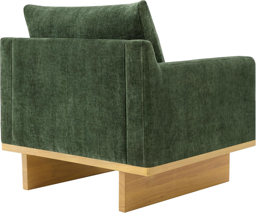 Green Solid Wood Frame Contemporary Cushioned Chair