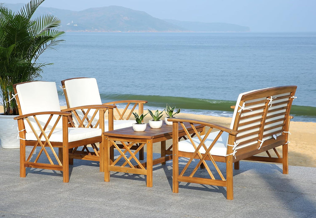 SAFAVIEH Outdoor Fontana 4-Piece Patio Sectional Sofa Set, 40.2" PAT7008A