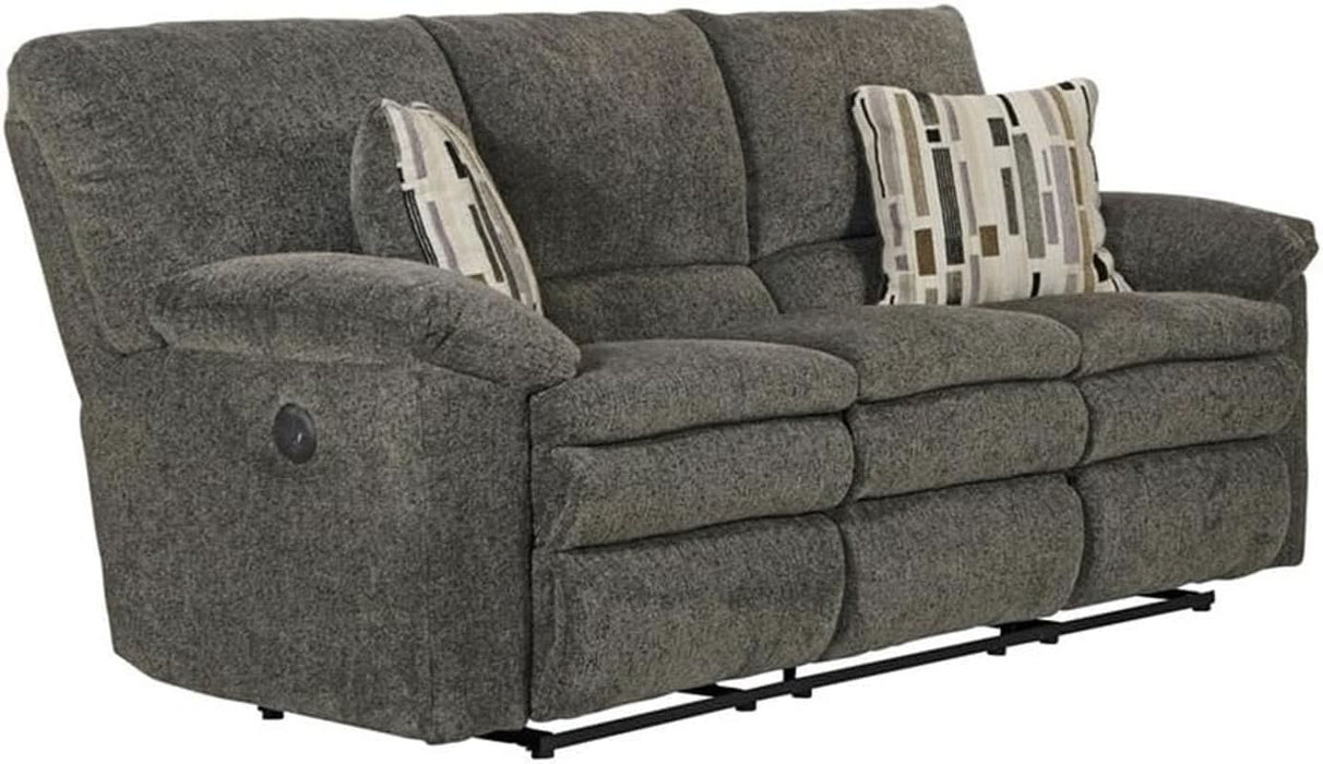 Maxim Power Reclining Sofa in Soft Charcoal Gray Polyester Fabric