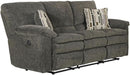 Maxim Power Reclining Sofa in Soft Charcoal Gray Polyester Fabric