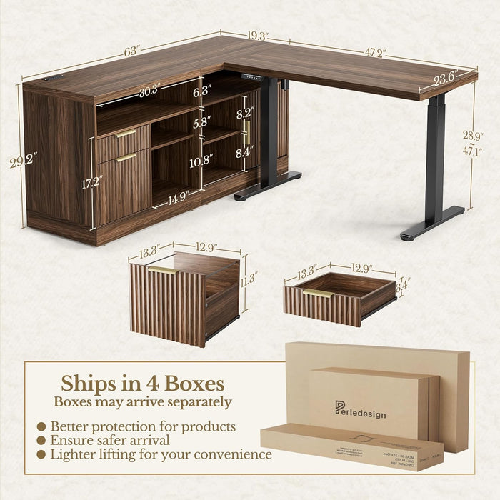 Electric Height Adjustable Desk 48 Inches Bookcase