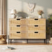 RattanOpenworkBraided Chest Of Six Drawers WalnutFinish