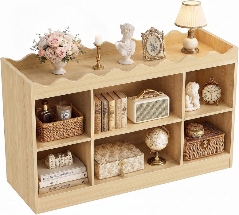 Scalloped 6 Cube Storage Organizer, 3-Tier Short Cube Bookshelf 46"