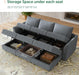 Bluish Grey Transformable Sleeper Sofa With Storage