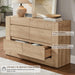 6 Drawer Dresser for Bedroom, 54" Wide Chest of Drawers with Thick Wood Design, Handleless, Modern Bedroom Dresser, Storage Organizer for Living Room/Entryway/Hallway, Natural Oak
