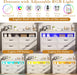 White Dresser for Bedroom, Wood 4 Drawer Dresser with LED Light, Dressers & Chests of Drawers with Metal Handles, Storage and Organization for Bedroom, Hallway, Entryway