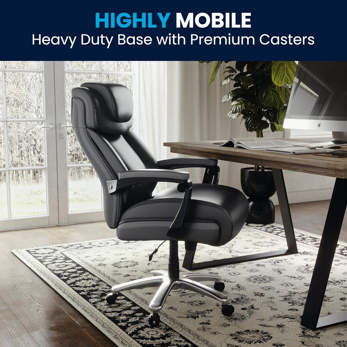 Hercules Series High-Back Swivel Leathersoft Office Chair, Ergonomic Executive Chair with Headrest and Adjustable Height, Black