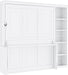 Murphy Bed Chest Full Size,Hideaway Wall Bedframe with Desk and Bookshelf,Space Saving Cabinet Bed W/Shelf,Slat Support,Can Be Folded,Bedroom Furniture for Small Space,White