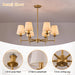 Gold Chandelier with Shades 6 Light Ceiling Light Fixture with Linen Fabric Farmhouse Pendant Lights for Bedroom Kitchen Dining Room Living Room Foyer