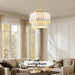 5-Light Chandelier Shell 2 Tiered Faceted Gold Chandeliers for Dining Room Modern Pendant Lighting