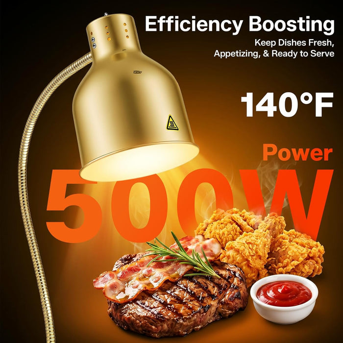 Golden Restaurant Warmer Dual Bulbs 500W Luminaire