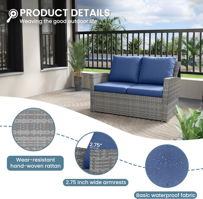 Patio Furniture Set, 4 Pieces Outdoor Patio Furniture Wicker Sectional Sofa Outdoor Patio Set Patio Conversation Sets, Grey