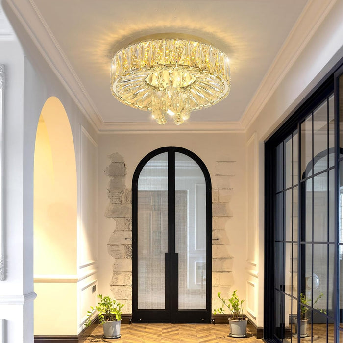 Mini Crystal Chandelier 11.8In Diameter Dimmable Light