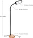 Litespan Slim LED Floor Lamp - Modern Reading Light over Chair for Living Rooms & Offices, Tall with Adjustable Gooseneck, Crafts Work Light, Dimmable Standing for Bedroom - Wood