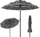 10Ft 3-Tier Patio Umbrella with Solar Lights, Table Umbrella Outdoor Patio with Easy Crank & Tilt, 8 Sturdy Ribs, UV Protection, 32 LED Lights for Deck, Poolside, Market (Grey)