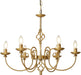 Modern Gold Chandelier for Dining Room 6 Lights Candle Chandelier Light Fixtures 26" Hanging Pendant Light Rustic Industria Chandeliers for Farmhouse Living Room Bedroom Foyer Entryway