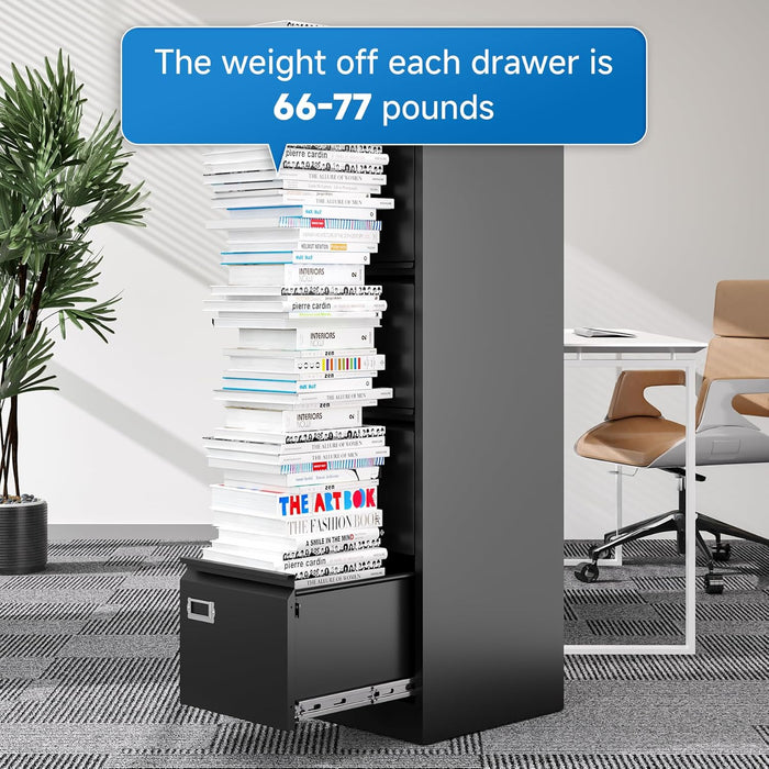 4 Drawer File Cabinet with Lock Metal Vertical File Cabinet Office Home Vertical File Cabinet for A4 Legal/Letter Size Narrow File Cabinet Locked,Assembly Required
