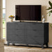 Fluted Dresser with 6 Drawers, 54" Wide Modern Chest of Drawers with Metal Handle, Wooden Dresser TV Stand, Wood Closet Clothes Storage Organizer for Bedroom, Living Room, Hallway, Solid Black