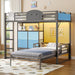 Bunk Bed Twin over Twin with 6 Storage Drawers for Kids Teens,Metal Led Loft Bed with Bedside Storage,Safety Guardrails for Small Space, No Box Spring Needed, Grey