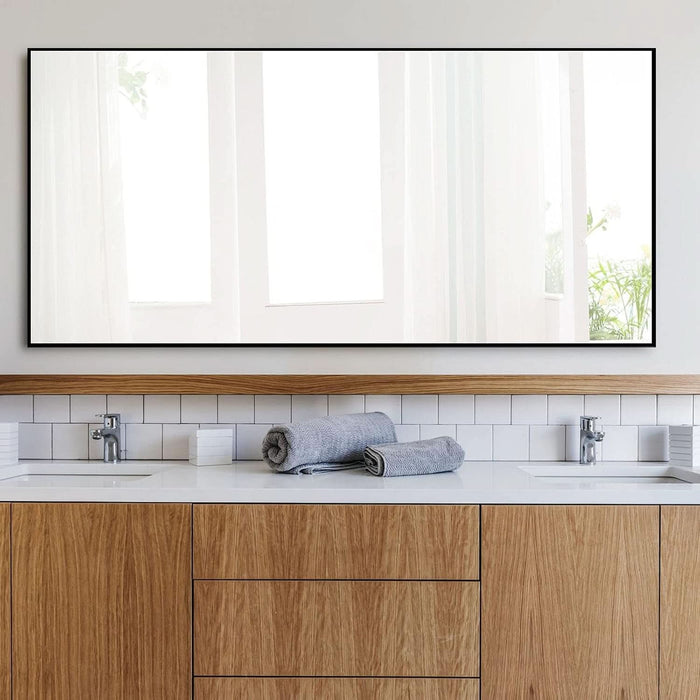 71"X34" Large Mirror Full Length Mirror Aluminum Alloy Frame Floor Mirror Wall-Mounted Mirror for Living Room, Bedroom, Hanging or Leaning against Wall, Black