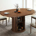 47.2"–63" Extendable Dining Room Table for 4-8, Round-To-Oval Expandable Dining Table with Dust-Proof 2-Tier Shelf, Space-Saving Wood Kitchen Table for Living Room, Walnut