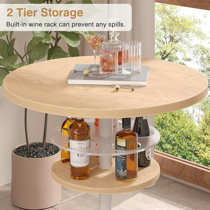 36” High Top Bar Table, Sturdy Frame with Metal Base for Cocktail, Pub, Easy Assembly, Oak