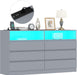 6 Drawers Dresser with Power Outlet, Accent Chests of Drawers with LED Light, Modern Storage Dresser for Bedroom, Living Room