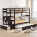 Espresso Solidwood Twin Bunk Bed With TrundleStorage
