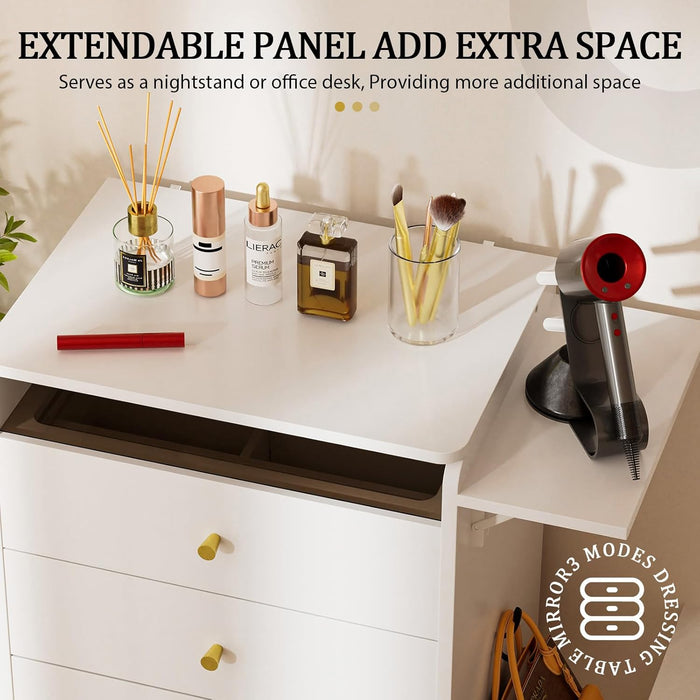 Compact Makeup Vanity Desk With Illuminated Mirror