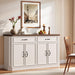 55" Sideboard Buffet Cabinet with 2 Storage Drawers & 4 Doors, Modern Kitchen Sideboards and Buffets with Adjustable Shelves, Wood Coffee Bar Cabinet for Living Room, Entryway, Off-White