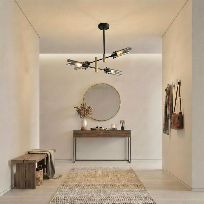 Black Gold FourLight Sputnik Ceiling Chandelier Modern